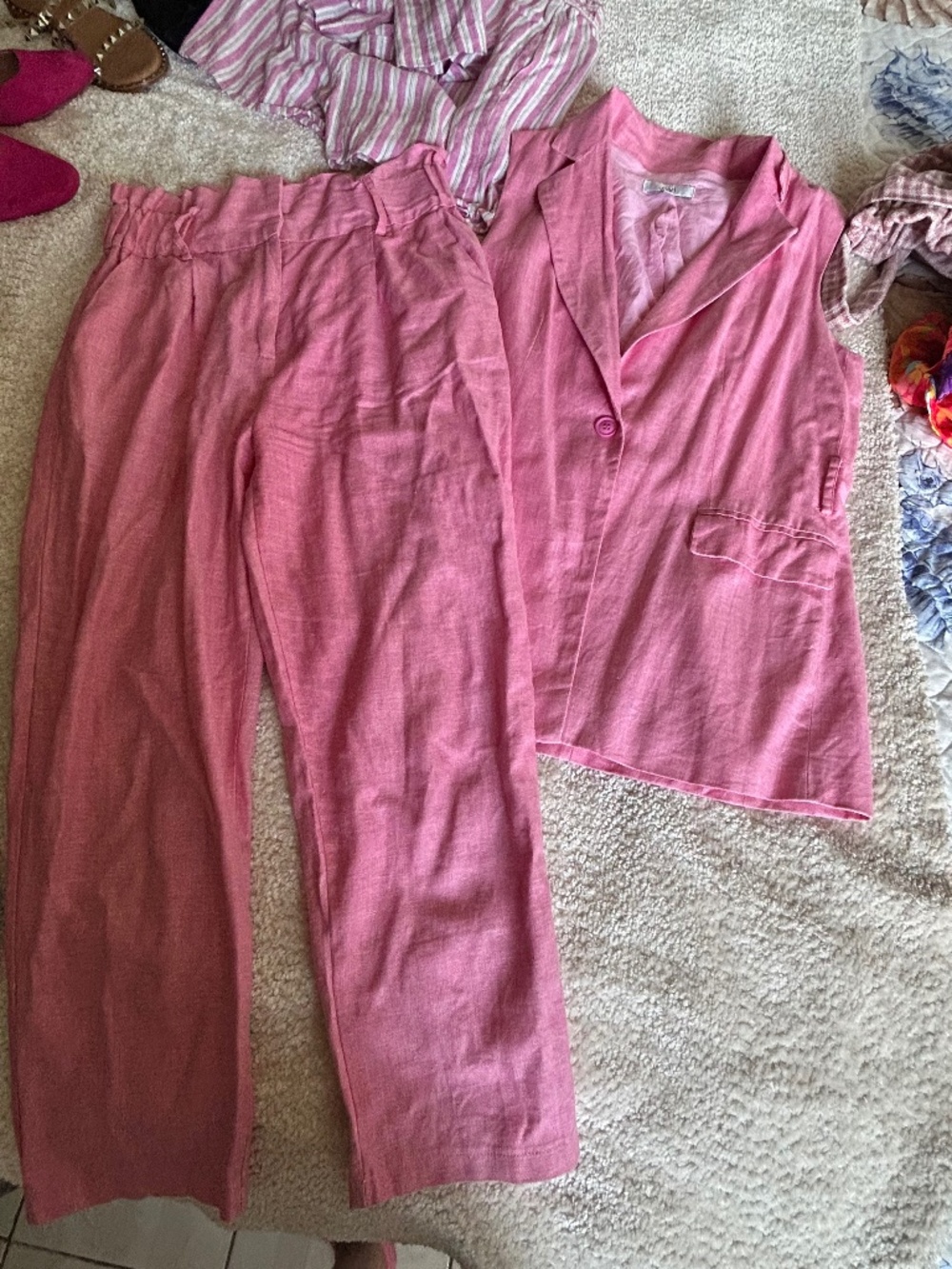 pink linen set Size M
